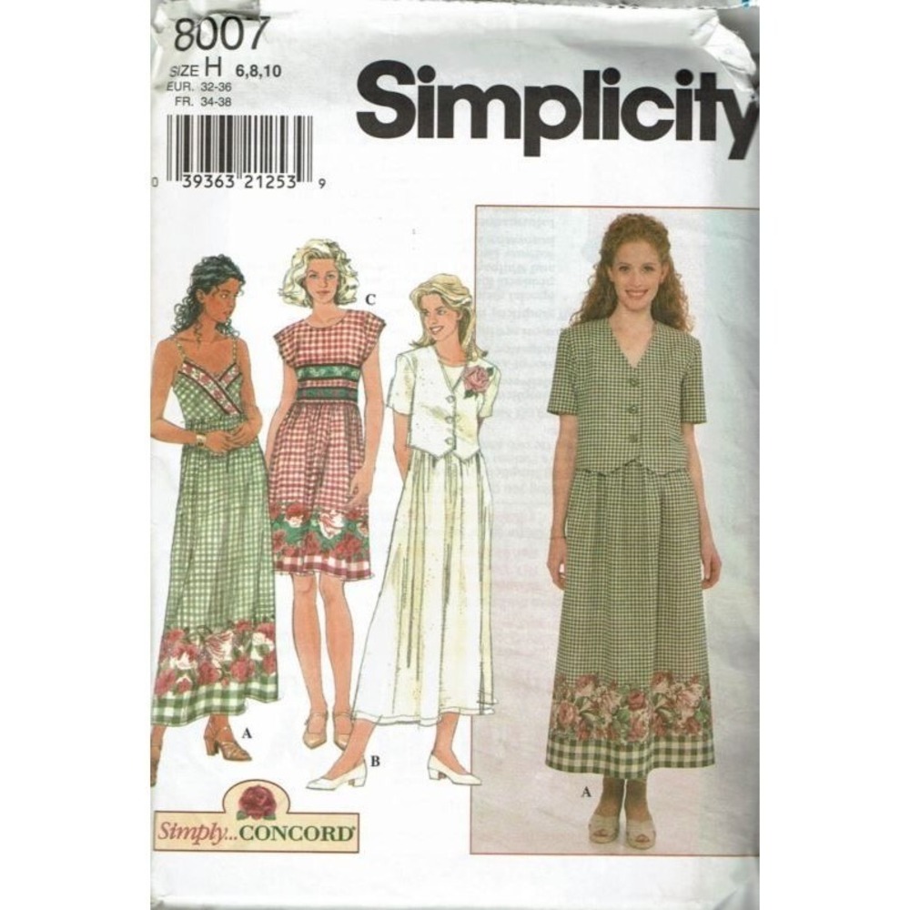 Simplicity Sewing Pattern 8007 Dress Jacket Vest Misses Size 6-10 Uncut FF